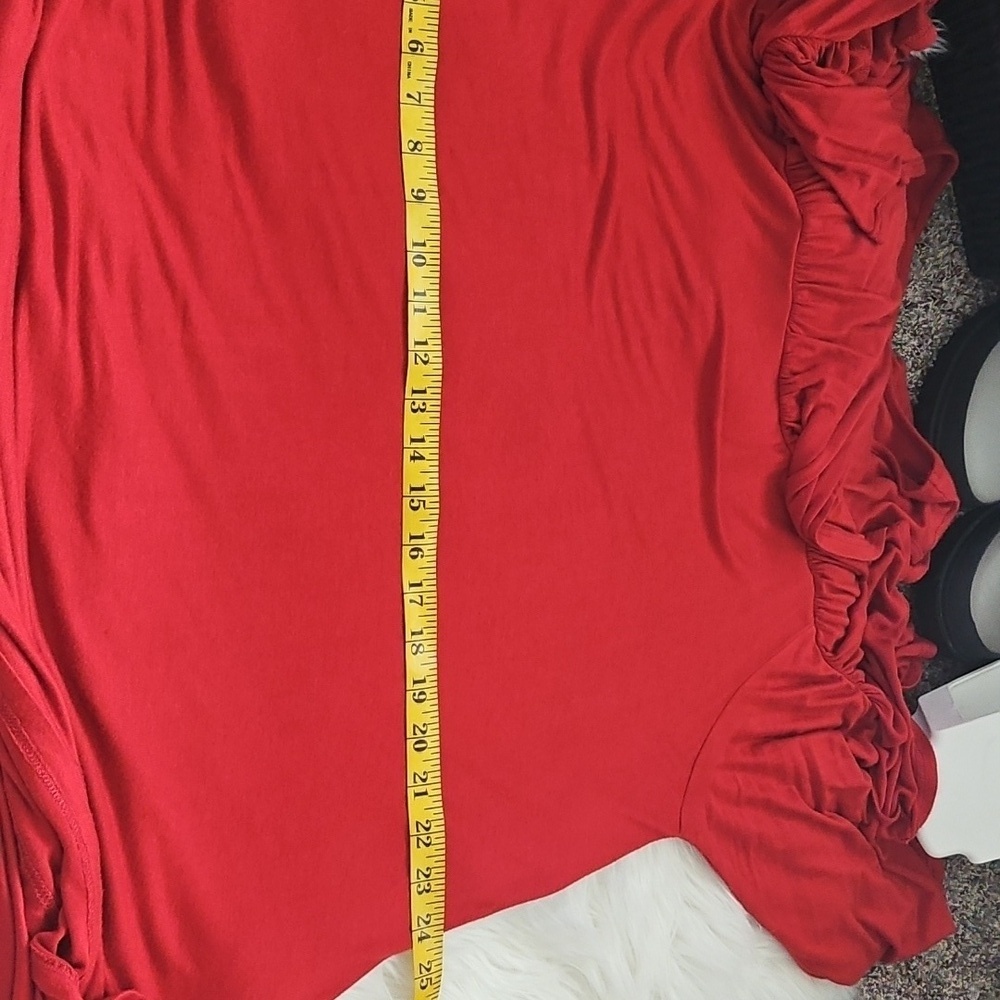 Watermelon Rust Color Cold Shoulder Dress with Ruffle - Picture 9 of 12